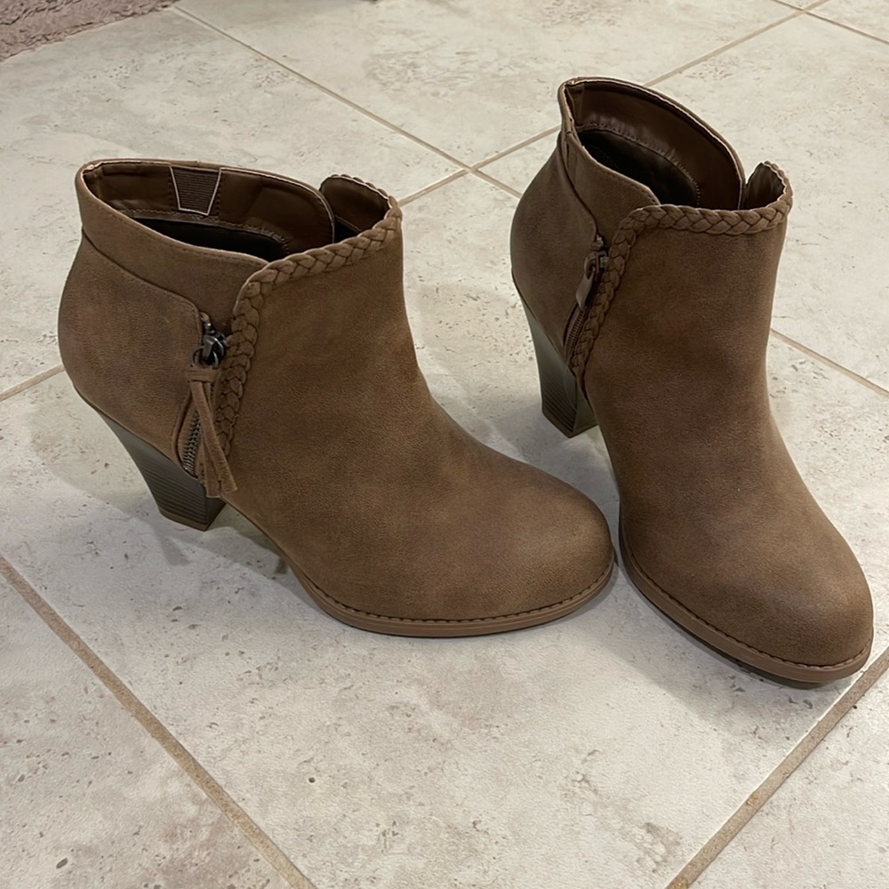 Torrid brown booties, size 11W, like new